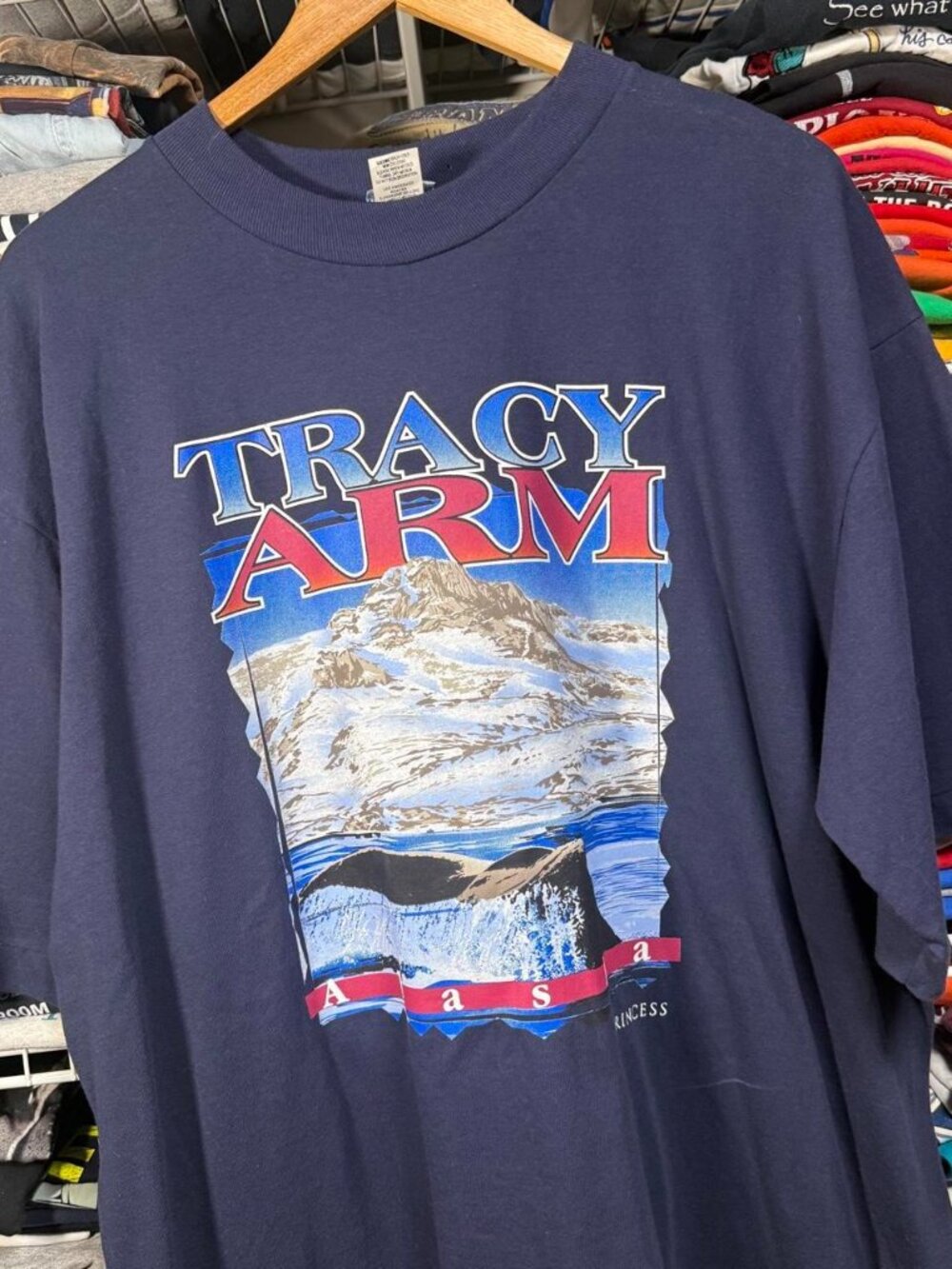 Vintage Tracy arm Alaska princess cruise travel t shirt navy